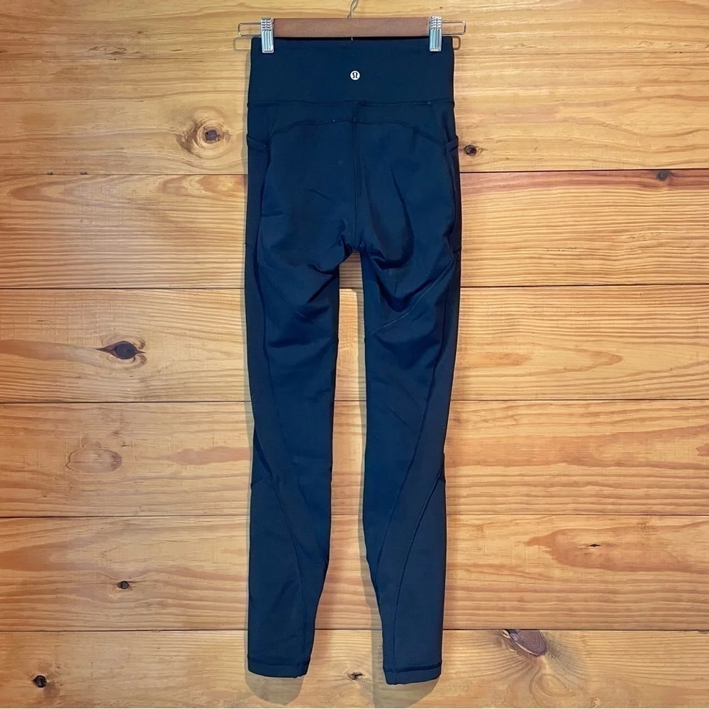 Lululemon Black Mesh 28” Full Length High Rise Activewear Workout Leggings 4